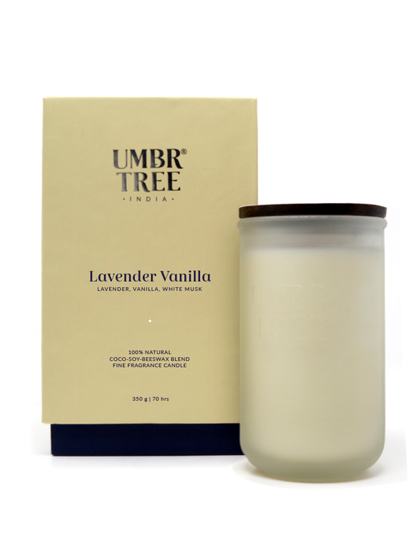 Lavender Vanilla Fine Fragrance Candle, Natural Air Purifier, Toxin Free, 350g, 70hrs