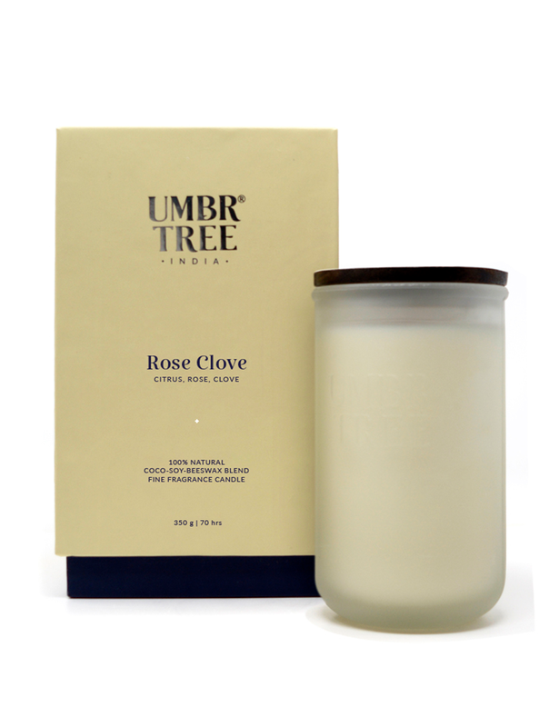 Rose Clove Fine Fragrance Candle, Natural Air Purifier, Toxin Free, 350g, 70hrs